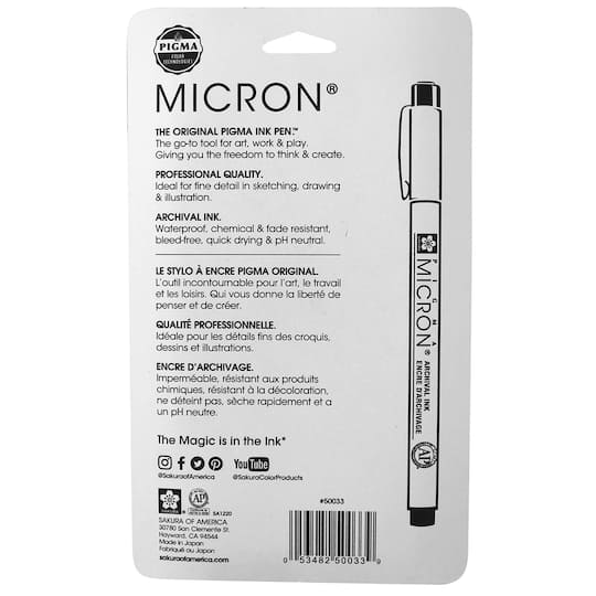 Pigma® Micron® Black Fine Line Ink Pens